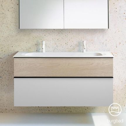 Burgbad Fiumo podwójna umywalka z szafką pod umywalkę z 2 szufladami SFXO122F3956FOT45C0001G0200