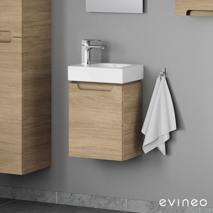 Geberit iCon umywalka toaletowa z szafką pod umywalkę Evineo ineo5 z 1 drzwiami z uchwytem wpuszczanym 124836600+BE0316OA