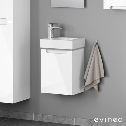 Geberit iCon umywalka toaletowa z szafką pod umywalkę Evineo ineo5 z 1 drzwiami z uchwytem wpuszczanym 124836000+BE0316WH