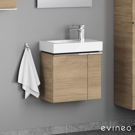 Geberit iCon umywalka toaletowa z szafką pod umywalkę Evineo ineo4 z 2 drzwiami z uchwytem 124053600+BE0217OA