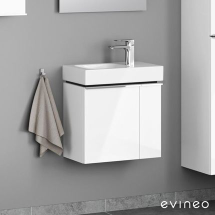 Geberit iCon umywalka toaletowa z szafką pod umywalkę Evineo ineo4 z 2 drzwiami z uchwytem 124053000+BE0217WH