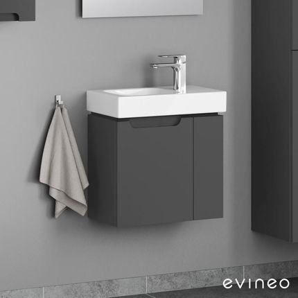Geberit iCon umywalka toaletowa z szafką Evineo ineo5 z 2 drzwiami z uchwytem wpuszczanym 124053000+BE0317AN