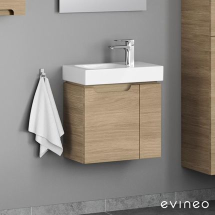 Geberit iCon umywalka toaletowa z szafką Evineo ineo5 z 2 drzwiami z uchwytem wpuszczanym 124053600+BE0317OA