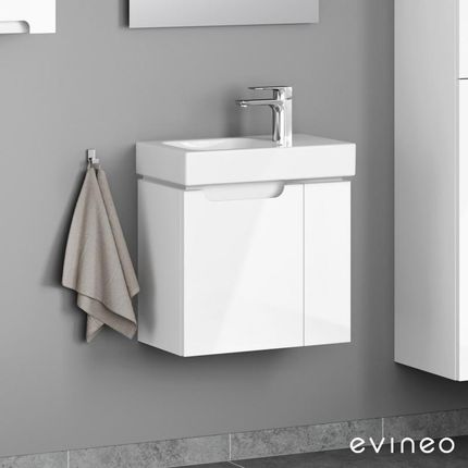 Geberit iCon umywalka toaletowa z szafką Evineo ineo5 z 2 drzwiami z uchwytem wpuszczanym 124053000+BE0317WH