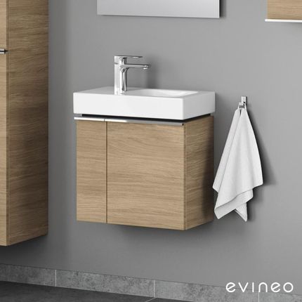 Geberit iCon umywalka toaletowa z szafką pod umywalkę Evineo ineo4 z 2 drzwiami z uchwytem 124153000+BE0218OA
