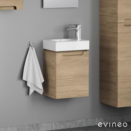 Geberit iCon umywalka toaletowa z szafką pod umywalkę Evineo ineo5 z 1 drzwiami z uchwytem wpuszczanym 124736000+BE0315OA