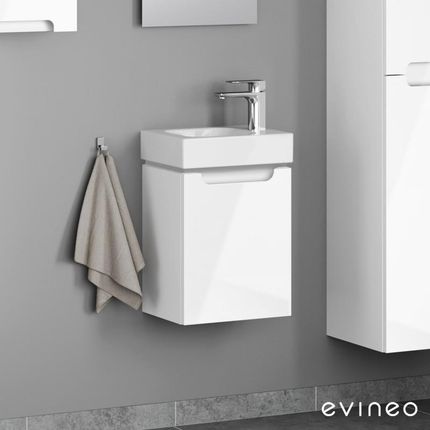 Geberit iCon umywalka toaletowa z szafką pod umywalkę Evineo ineo5 z 1 drzwiami z uchwytem wpuszczanym 124736000+BE0315WH