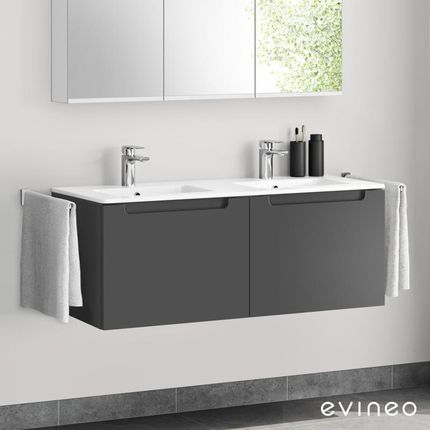 Evineo ineo5 podwójna umywalka z szafką pod umywalkę z 2 szufladami uchwyt wpuszczany BE0234WH+BE0308AN