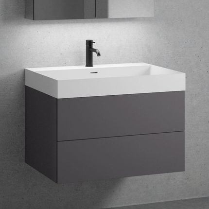 Neoro n50 szafka szer. 80 cm z 2 szufladami umywalka z 1 otworem na baterię biały mat BN0138WM+BN0422GR