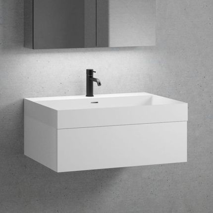 Neoro n50 szafka szer. 80 cm z 1 szufladą umywalka z 1 otworem na baterię biały mat BN0138WM+BN0412WM