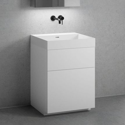 Neoro n50 szafka szer. 60 cm z 2 szufladami umywalka bez otworu na baterię biały mat BN0133WM+BN0441WM