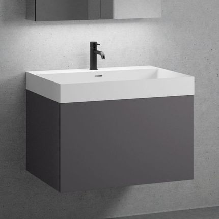 Neoro n50 szafka szer. 80 cm z 1 szufladą umywalka z 1 otworem na baterię biały mat BN0138WM+BN0432GR
