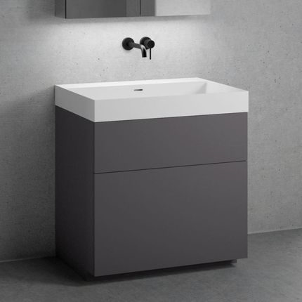 Neoro n50 szafka szer. 80 cm z 2 szufladami umywalka bez otworu na baterię biały mat BN0134WM+BN0442GR