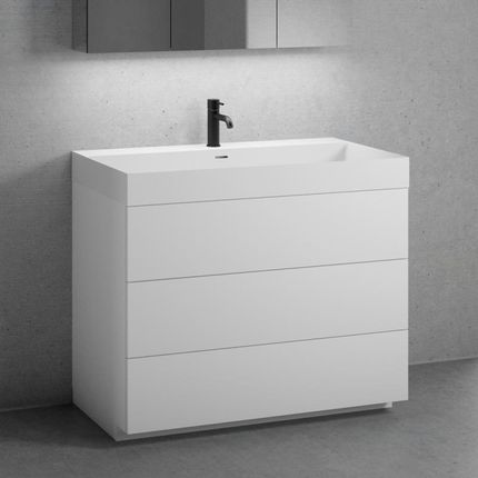 Neoro n50 szafka szer. 100 cm z 3 szufladami umywalka z 1 otworem na baterię biały mat BN0139WM+BN0453WM