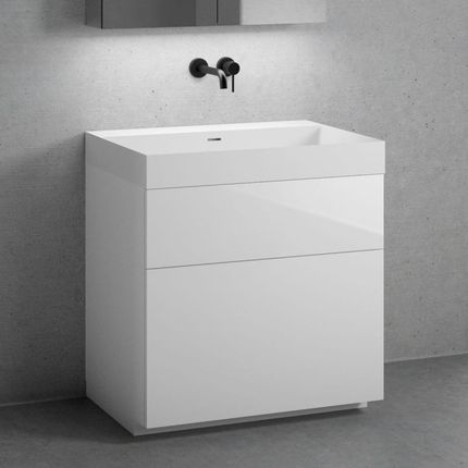 Neoro n50 szafka szer. 80 cm z 2 szufladami umywalka bez otworu na baterię biały mat BN0134WM+BN0442WH