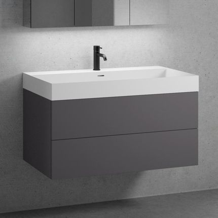 Neoro n50 szafka szer. 100 cm z 2 szufladami umywalka z 1 otworem na baterię biały mat BN0139WM+BN0423GR