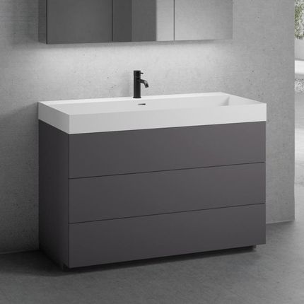 Neoro n50 szafka szer. 120 cm z 3 szufladami umywalka z 1 otworem na baterię biały mat BN0140WM+BN0454GR