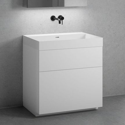 Neoro n50 szafka szer. 80 cm z 2 szufladami umywalka bez otworu na baterię biały mat BN0134WM+BN0442WM