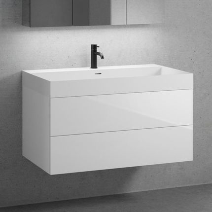 Neoro n50 szafka szer. 100 cm z 2 szufladami umywalka z 1 otworem na baterię biały mat BN0139WM+BN0423WH