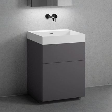 Neoro n50 szafka szer. 60 cm z 2 szufladami umywalka bez otworu na baterię biały mat BN0133WM+BN0441GR