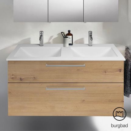 Burgbad Eqio podwójna umywalka z szafką pod umywalkę z 2 szufladami SEYV122F5662C0001P95