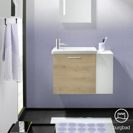 Burgbad Eqio umywalka toaletowa z szafką pod umywalkę z 1 klapą z otwartą półką SFPF071RF5662C0001P95