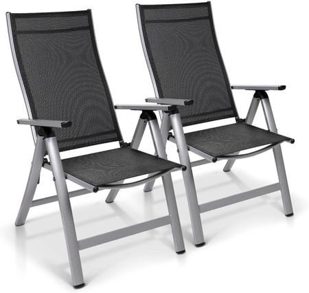 Blumfeldt London Regulowane Krzesło Ogrodowe Fotel Ogrodowy Zestaw 2 Sztuk Textilene Aluminium 6 Pozycji Składane