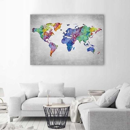 Feeby Obraz Na Płótnie Mapa Świata Kolorowy 100X70