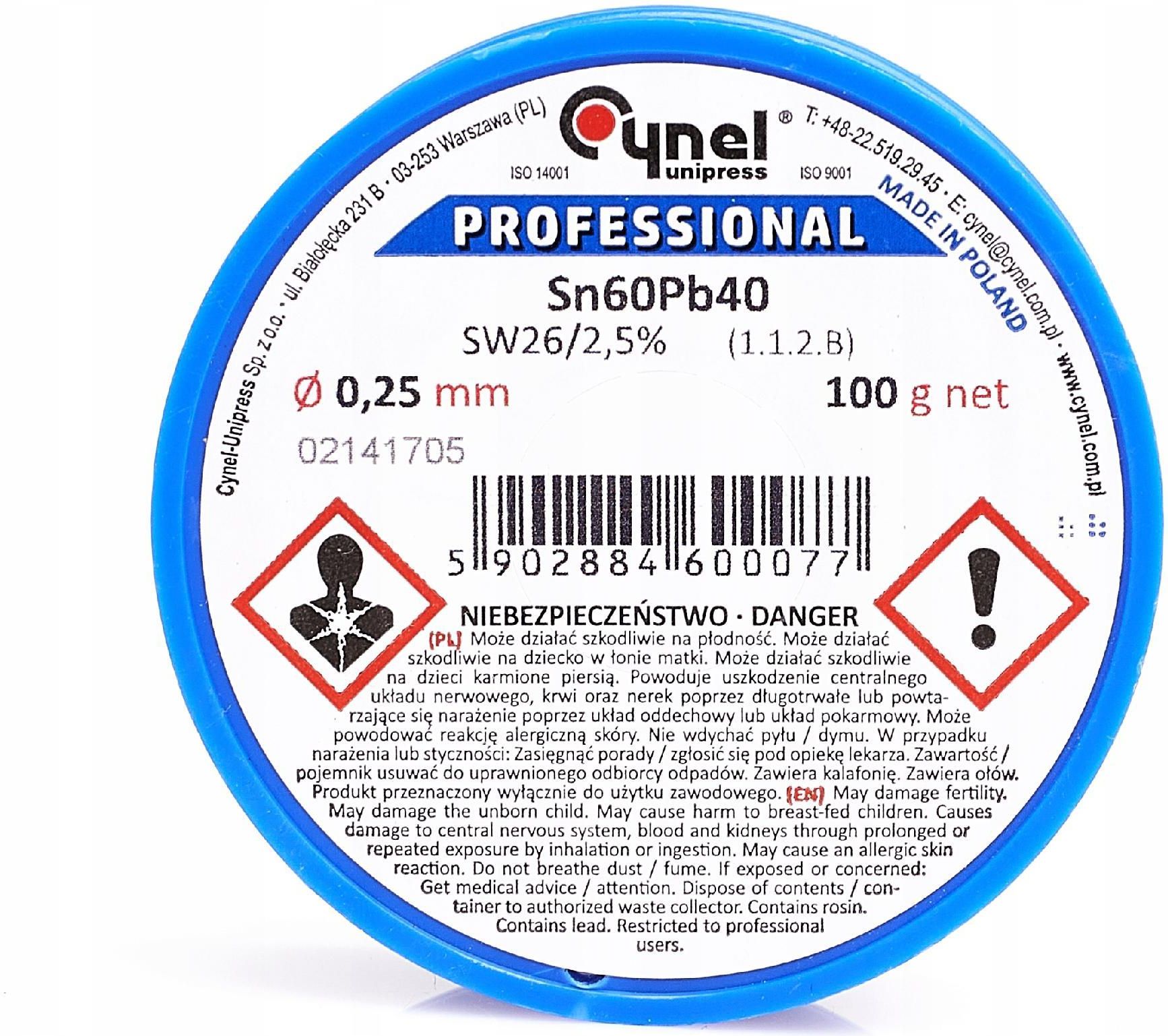Cynel Cyna Z Topnikiem 0,25Mm 100G Spoiwo Sn60Pb40 29F559151 - Opinie i ...