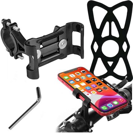 Alogy Uchwyt Rowerowy Metal Bike Holder Do Telefonu Na Kierownicę Rower Motor Hulajnoga Czarny Pasek Bezpieczeństwa