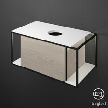 Burgbad Junit szafka pod umywalkę nablatową z oświetleniem szer. 90 wys. 395 gł. 485 cm 1 szuflada SFRJ090RF3151G0175