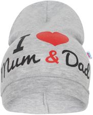 Zdjęcie Dziecięca czapka New Baby I Love Mum and Dad szara - Gorlice