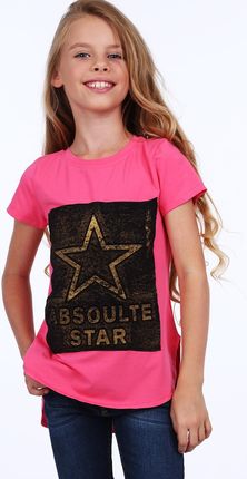 Koszulka dziewczęca z dłuższym tyłem amarantowa NDZ8209
