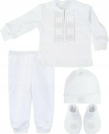 Ubranko niemowlęce do chrztu 62 komplet 4 szt Haft