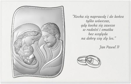 Beltrami Obraz Świętej Rodziny srebrny nowoczesny z grawerem na jasnym panelu 18x11.5 | Rozmiar: cm SKU: BC6767/O/2