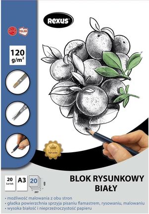 Blok Rysunkowy A3/20K Biały Premium