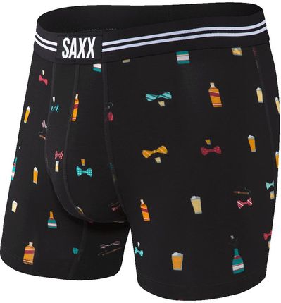 Bokserki męskie szybkoschnące SAXX VIBE Boxer Brief alkohole i muszki - czarne