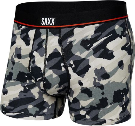 Bokserki męskie elastyczne krótkie SAXX NON-STOP STRETCH Trunk z rozporkiem Grunge Camo - Graphite