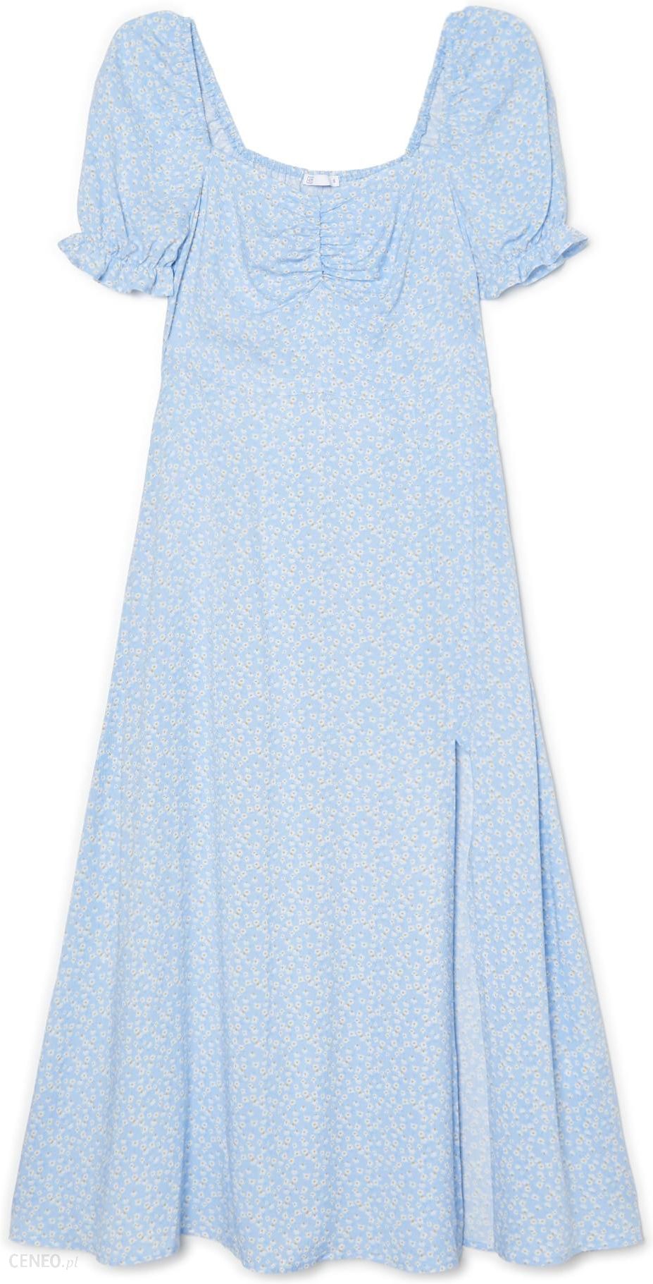 Cropp - Niebieska sukienka midi w kwiaty - Niebieski - Ceny i opinie -  