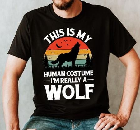 fajna męska koszulka z wilkiem