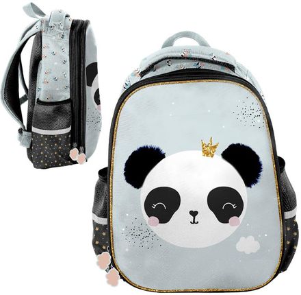 Paso Plecak Premium Młodzieżowy Szkolny Panda 2 Komorowy Usztywniony Front