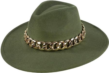 Elegancki damski kapelusz z łańcuchem stylowy