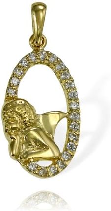 Norbisrebro Złoty Cudny Aniołek z Cyrkoniami Pr. 585