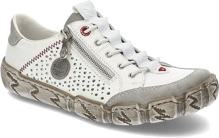 Białe Półbuty Rieker Skórzane Buty Damskie