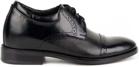 Buty męskie skórzane podwyższające wizytowe P45KB czarne