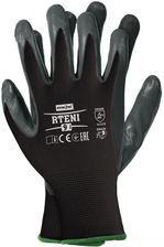 R.E.I.S. Rteni Rękawice Ochronne Wykonane Z Poliestru (Ścieg 13) Powlekane Nitrylem Typu Smooth Czarno Szary 7