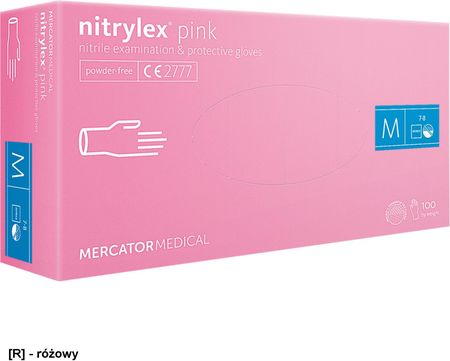 R.E.I.S. Rmm Nitpink Rękawice Nitrylowe W Kolorze Delikatnego Różu Bezpudrowe Nitrylex Pink M