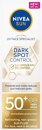 Nivea Sun Spot Control Luminous 630  Odświeżający Fluid Przeciwsłoneczny Do Twarzy Spf50+ 40 ml