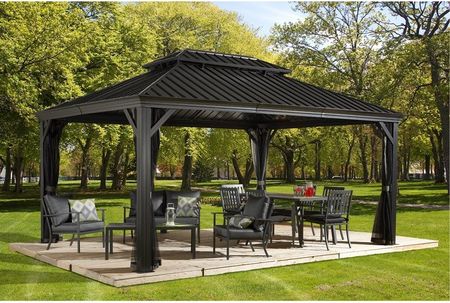 Sojag Pawilon Aluminiowy Gazebo Messina 12X16 Z Moskitierą Szara 363X483X307cm