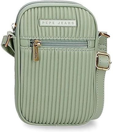 Pepe Jeans Aurora Obudowa na messenger 11x17,5x2,5 cms Skóra syntetyczna Zielony, Zielony, Bandolera Portamóvil, Torba na ramię